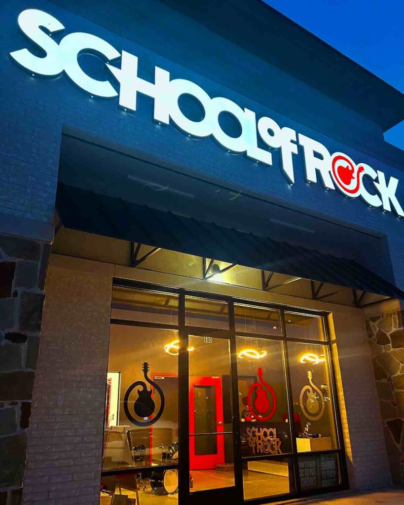 exterior of school of rock in midlothian, texas